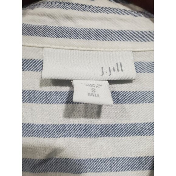 J. Jill Women's Button Front Top White Gray Striped Tunic Long-sleeved Sz S Tall - Picture 6 of 15